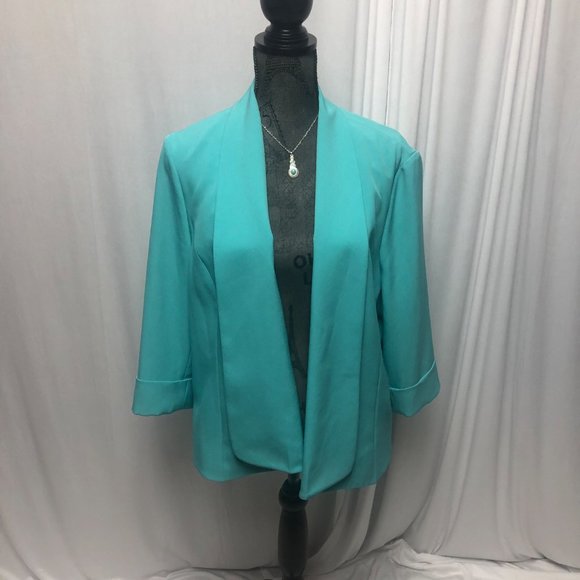 Evan Picone Jackets & Blazers - Black Label by Evan-Picone Jacket Womens 18 Mint Green Open Front Lined Blazer